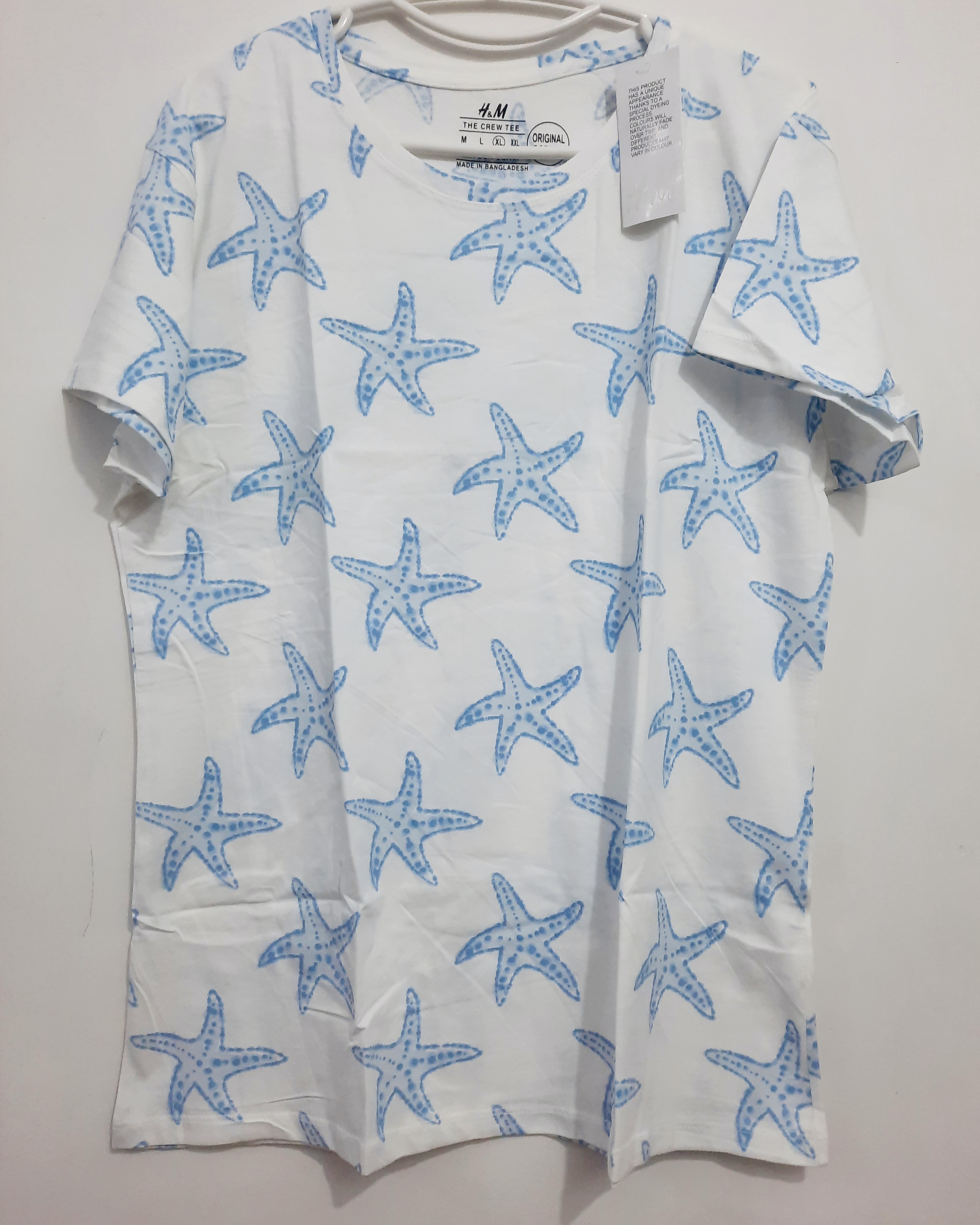 تیشرت نخ پنبه وارداتی برند h&m سایز xl